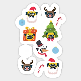 Xmas and Pugs Sticker